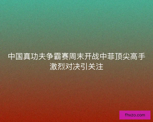 中国真功夫争霸赛周末开战中菲顶尖高手激烈对决引关注
